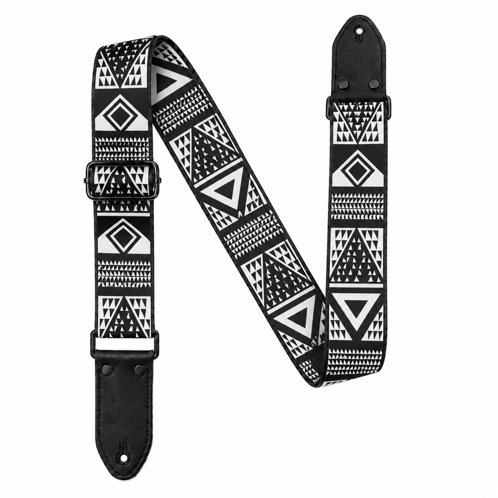 Black and White Geometric Guitar Strap