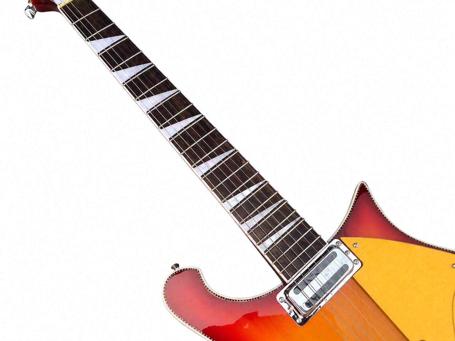 High Quality 6-String Electric Guitar – Cherry Burst Finish, Gold Pickguard, 2-Piece Pickup Configuration