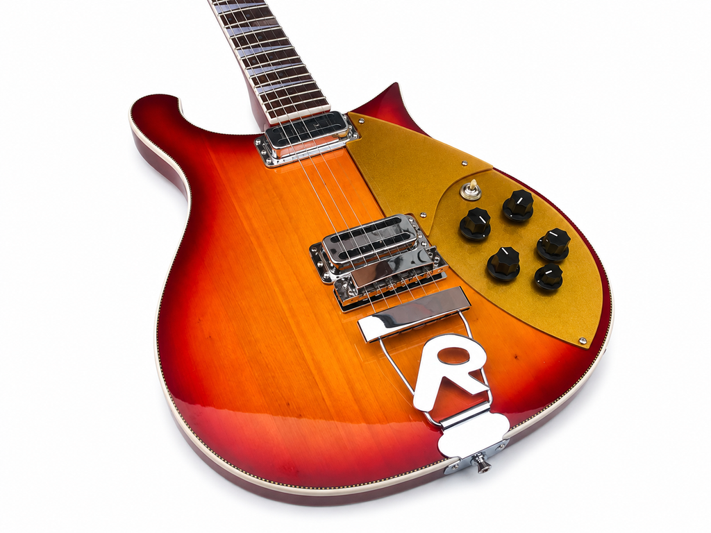High Quality 6-String Electric Guitar – Cherry Burst Finish, Gold Pickguard, 2-Piece Pickup Configuration