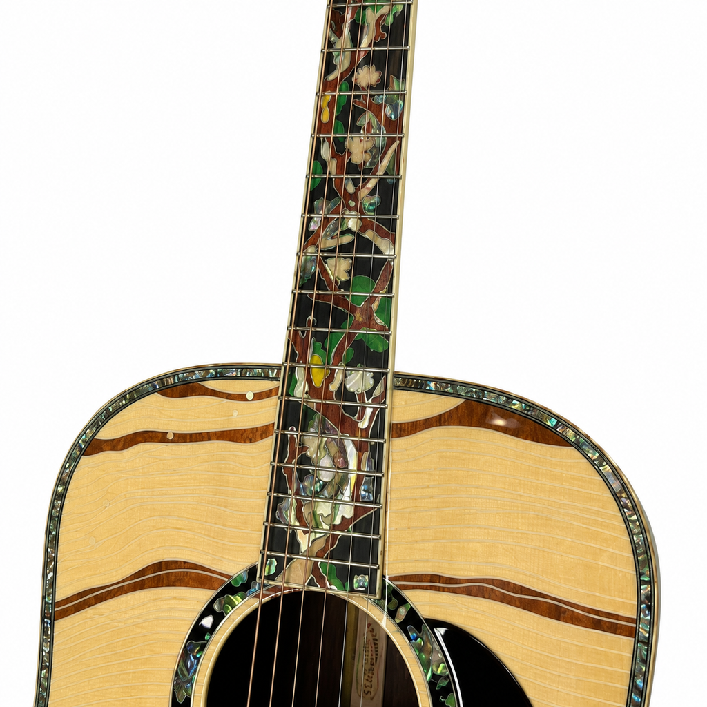 All Solid Wood Acoustic Guitar – Tree of Life Inlay | Two-Tone Marquetry | Glossy 300 Series | Luthier Grade |