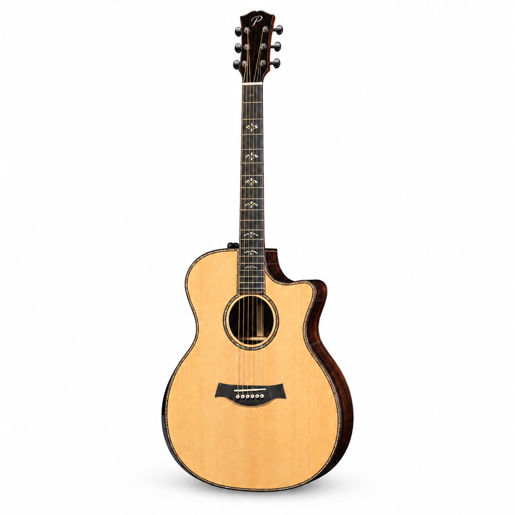 914 Series Solid Top Acoustic Guitar, 6-String Rosewood Neck Picea Asperata Body for Country Music
