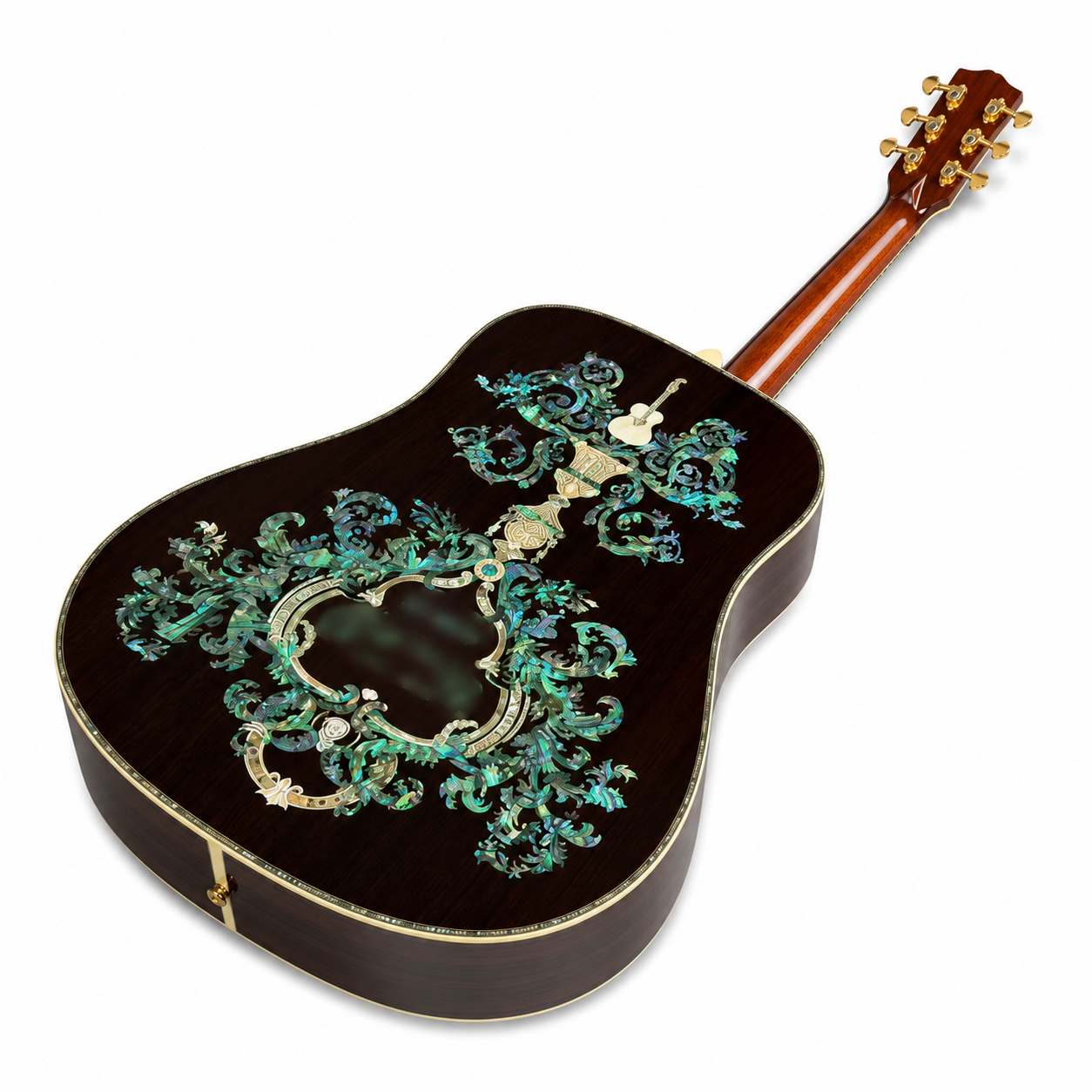 41 Inch All Solid Wood Acoustic Guitar 100 Type Abalone Inlays Solid Spruce Top Body Bone Nut Gold Tuners Free Shipping