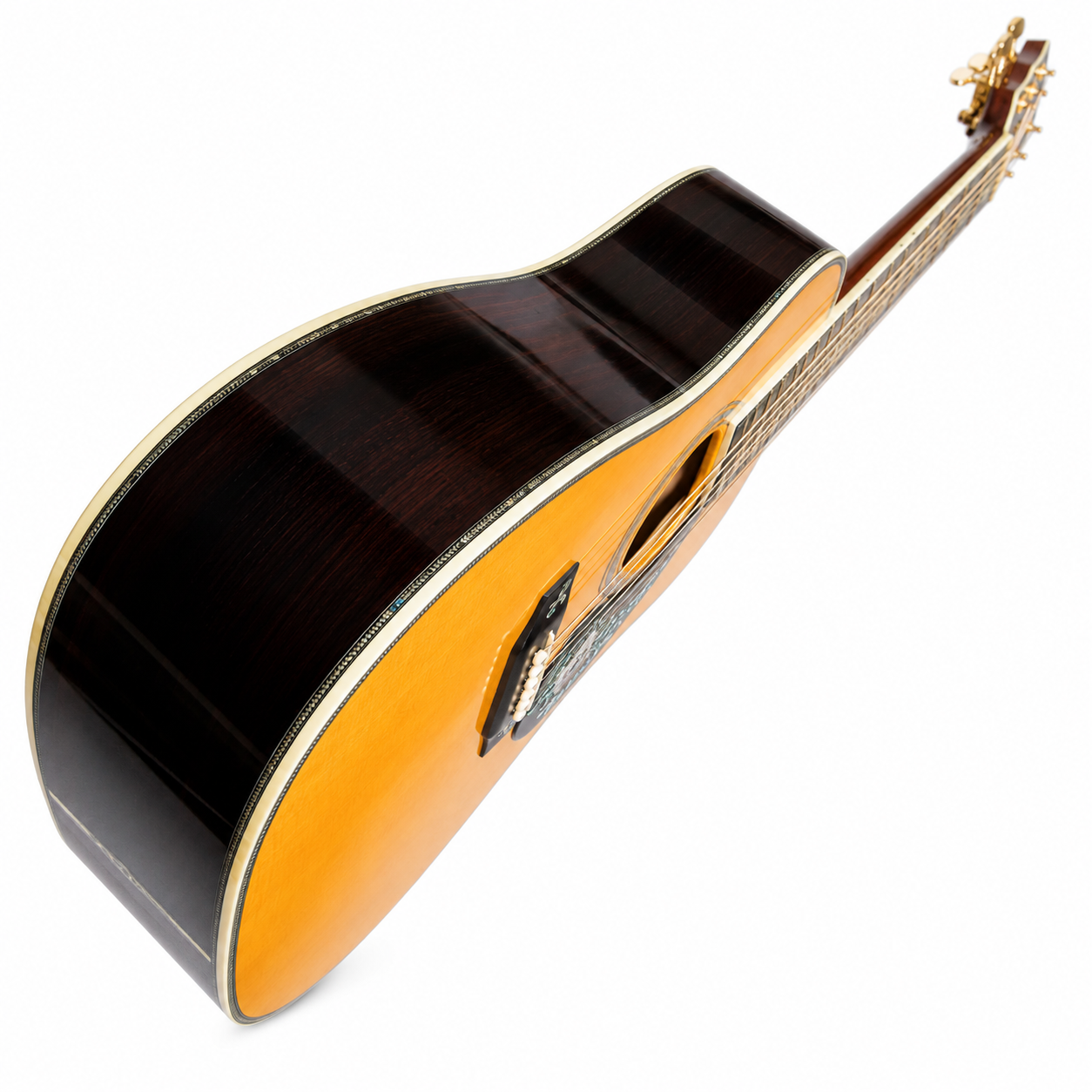 41 Inch All Solid Wood Acoustic Guitar 100 Type Abalone Inlays Solid Spruce Top Body Bone Nut Gold Tuners Free Shipping