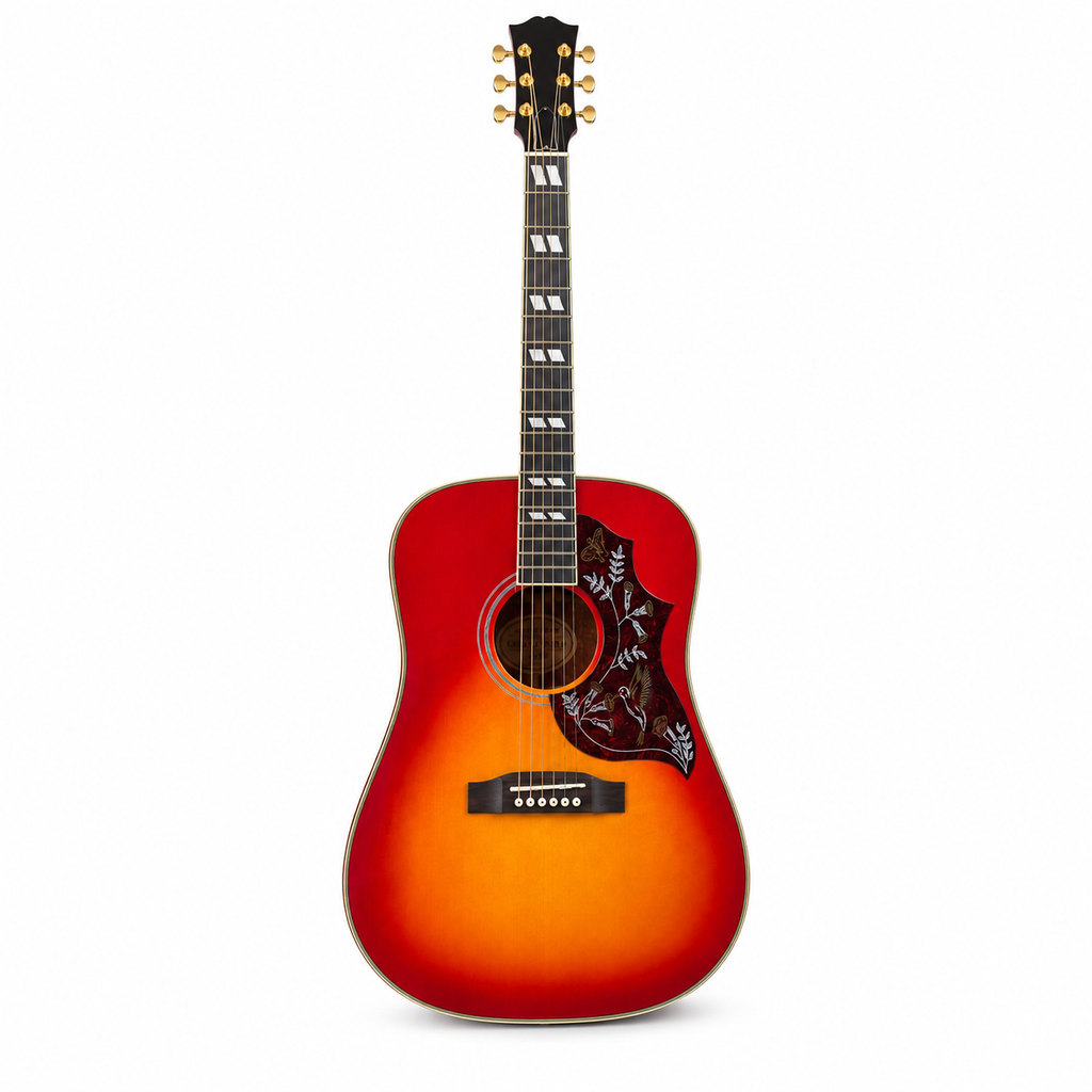 Bird Series 41 Inch Solid Top Acoustic Guitar, Glossy Picea Asperata Body with Mahogany Back and Custom Pickguard