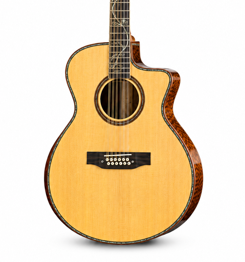 Handcrafted 40 Inch All Solid 12-String Acoustic Guitar, 5A Adirondack Spruce Top with 5A Quilted Mahogany Body