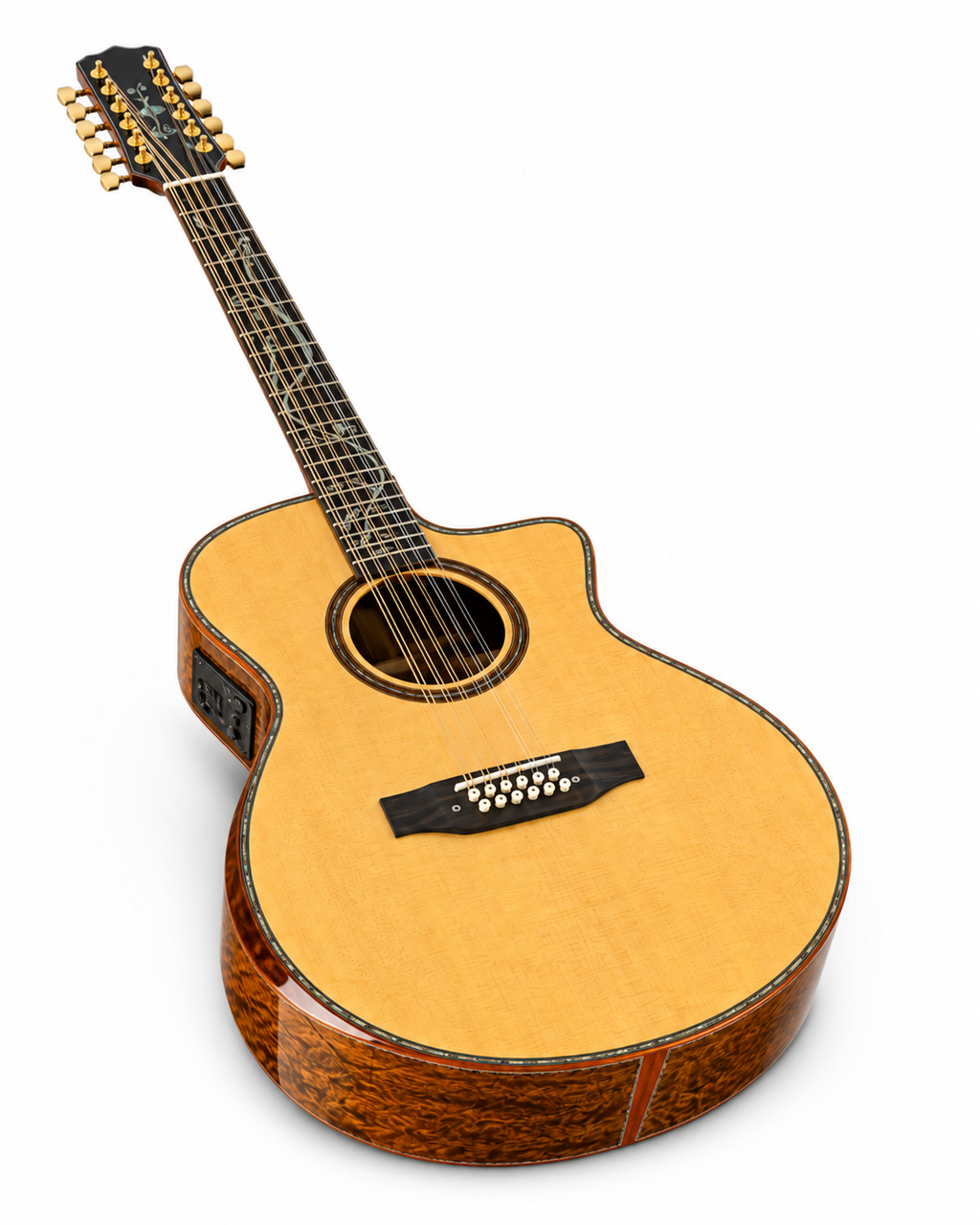 Handcrafted 40 Inch All Solid 12-String Acoustic Guitar, 5A Adirondack Spruce Top with 5A Quilted Mahogany Body