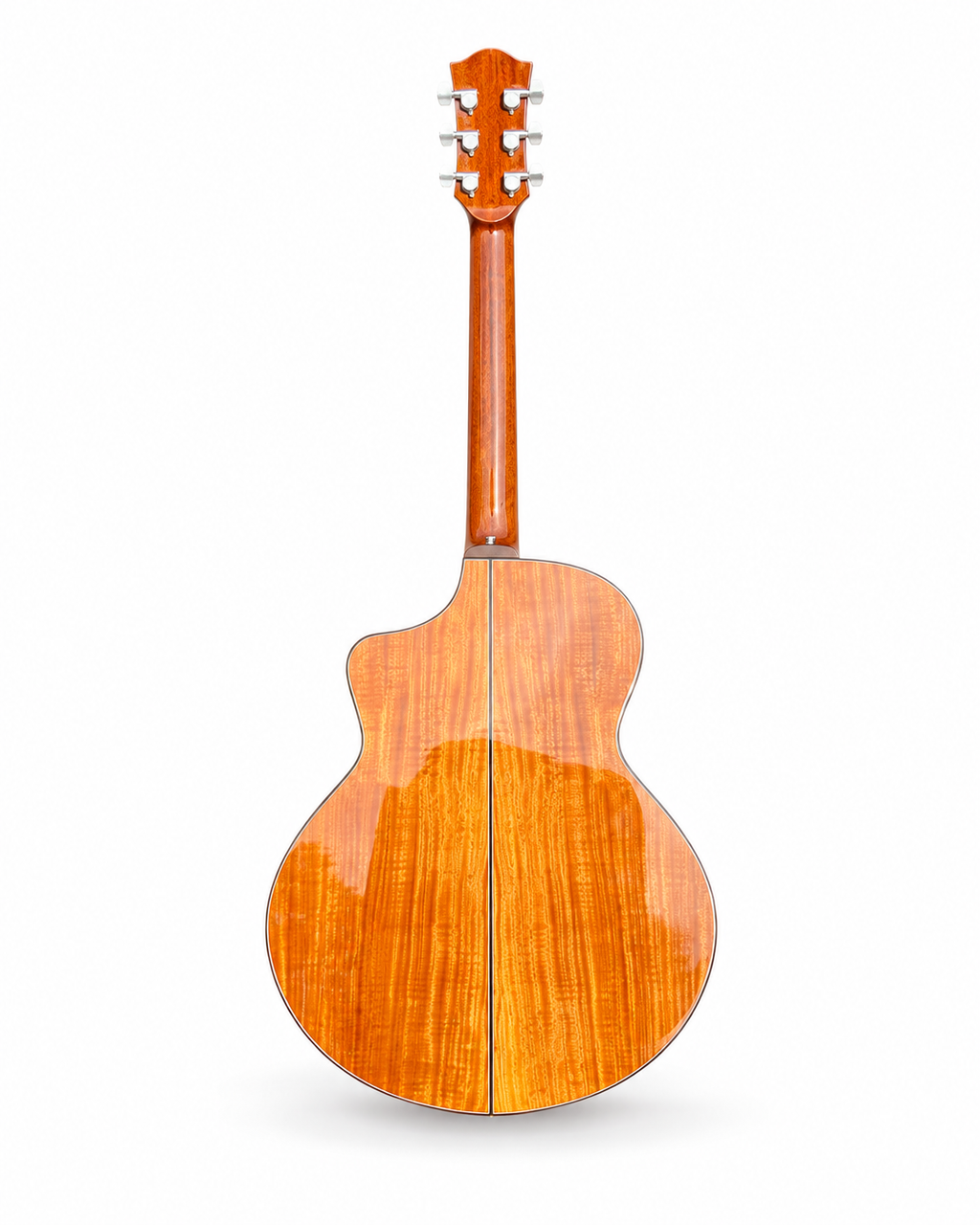 Aiersi Solid Koa Cutaway Acoustic Guitar, Handmade Folk Guitar with Sound Port and Armrest