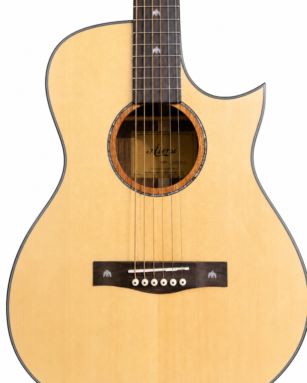 Aiersi High Quality Acoustic Guitar Solid Spruce Top And Rosewood OEM ODM Cutaway Folk Music Instrument Made China Factory
