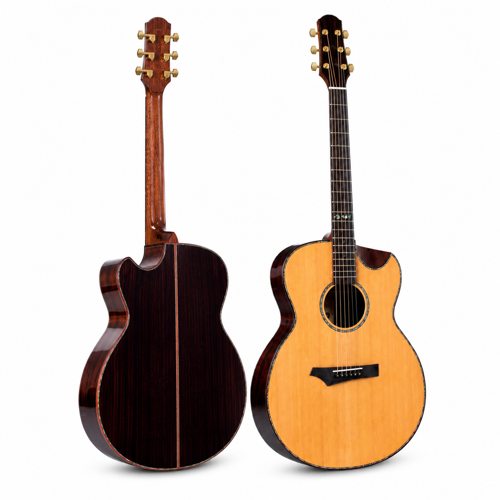 Professional S-600C Solid Cedar Rosewood Acoustic Guitar Handmade Product