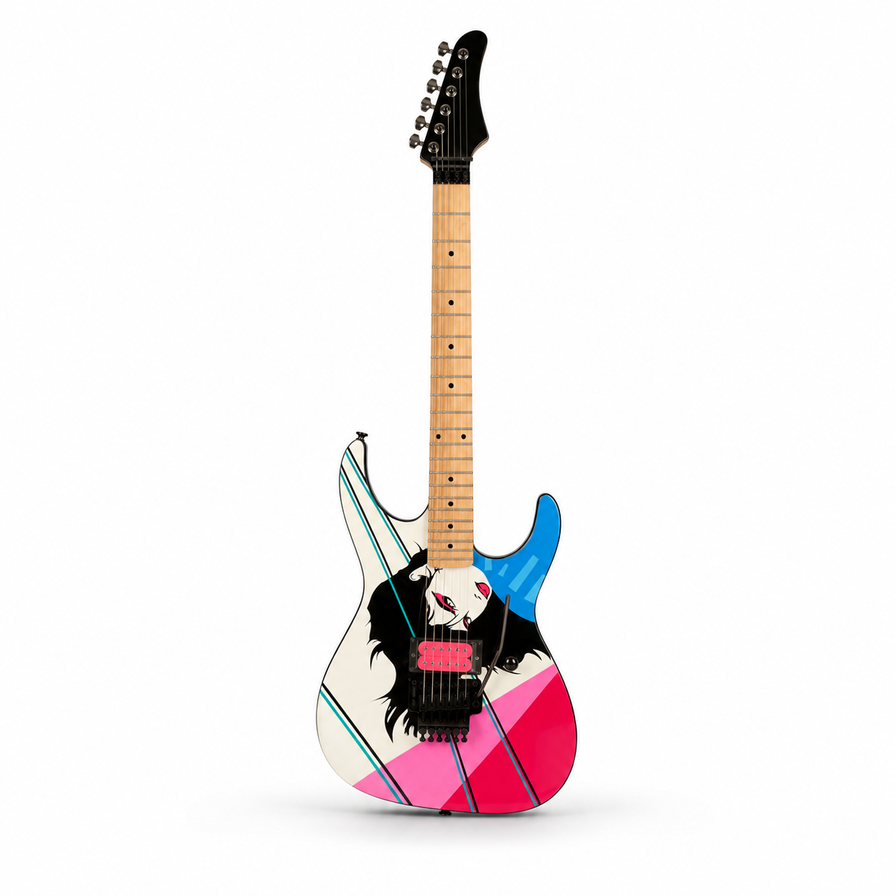 Premium Custom Art 22-Fret Electric Guitar with Whammy Bar Support, Smooth String Bending & Fast-Play Neck