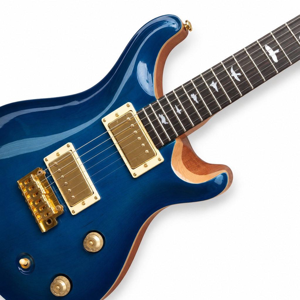 Blue electric guitar, rosewood fingerboard, excellent quality, fast delivery