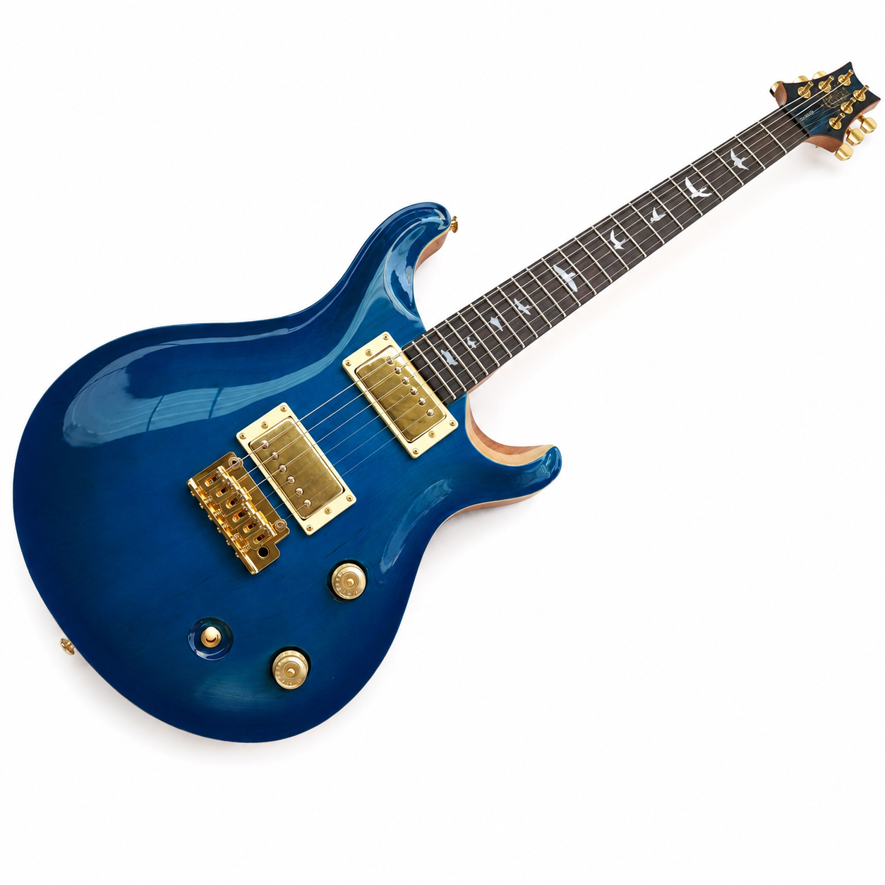 Blue electric guitar, rosewood fingerboard, excellent quality, fast delivery