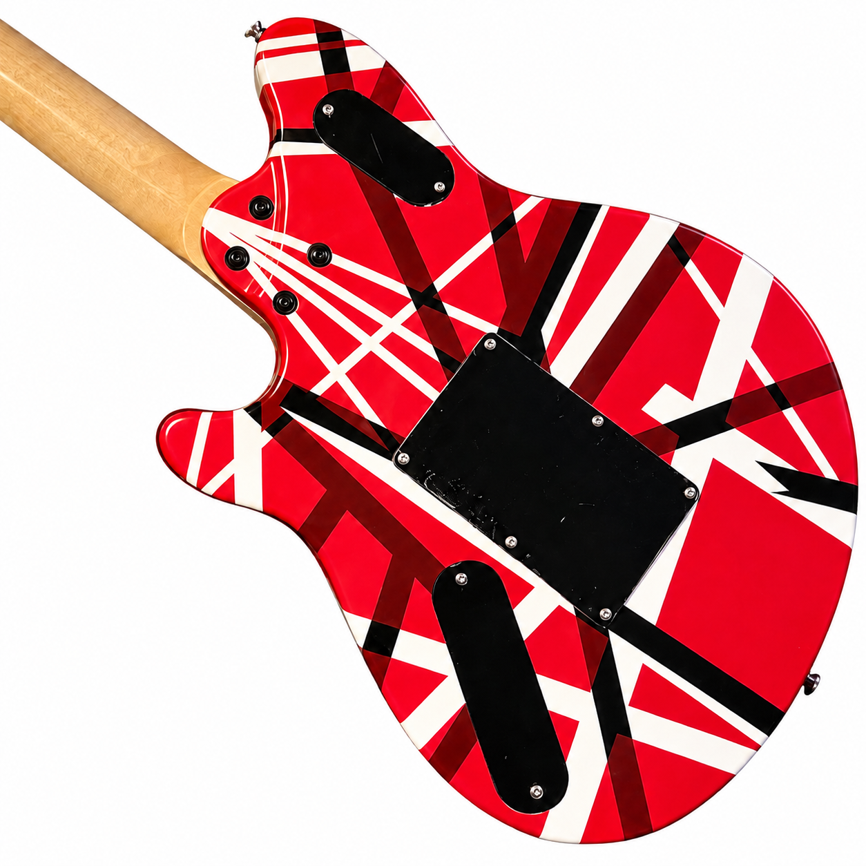 Striped 6-String Electric Guitar in Red, Black & White