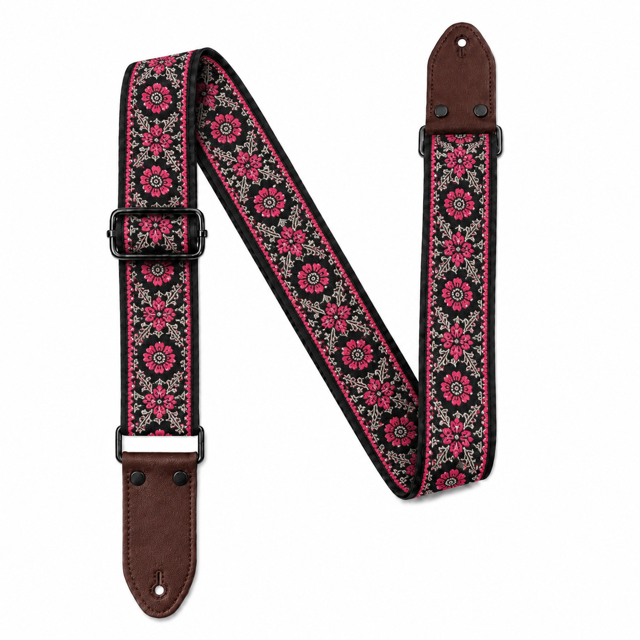 Embroidered Adjustable Guitar Strap for Acoustic, Electric & Bass