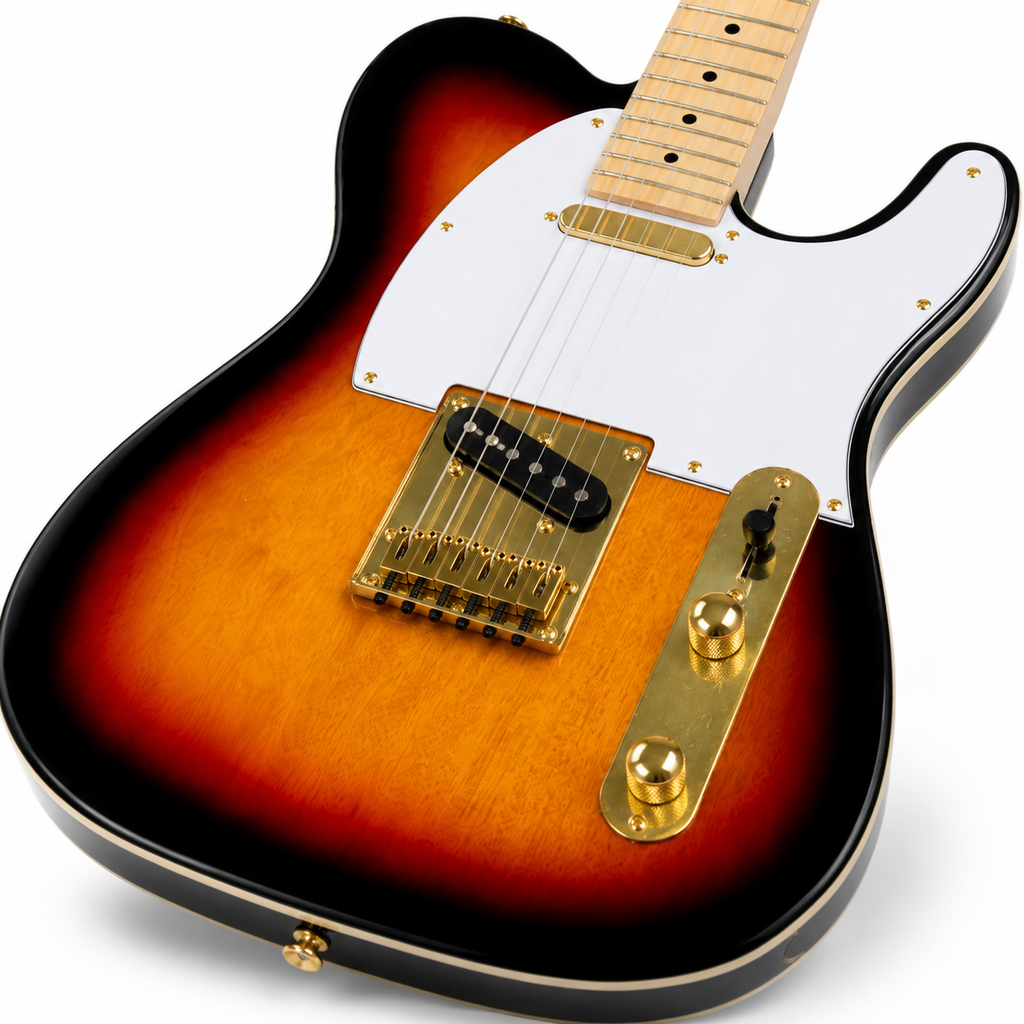 Three-Color Gradient 6-String Electric Guitar | Maple Fingerboard & Gold Hardware