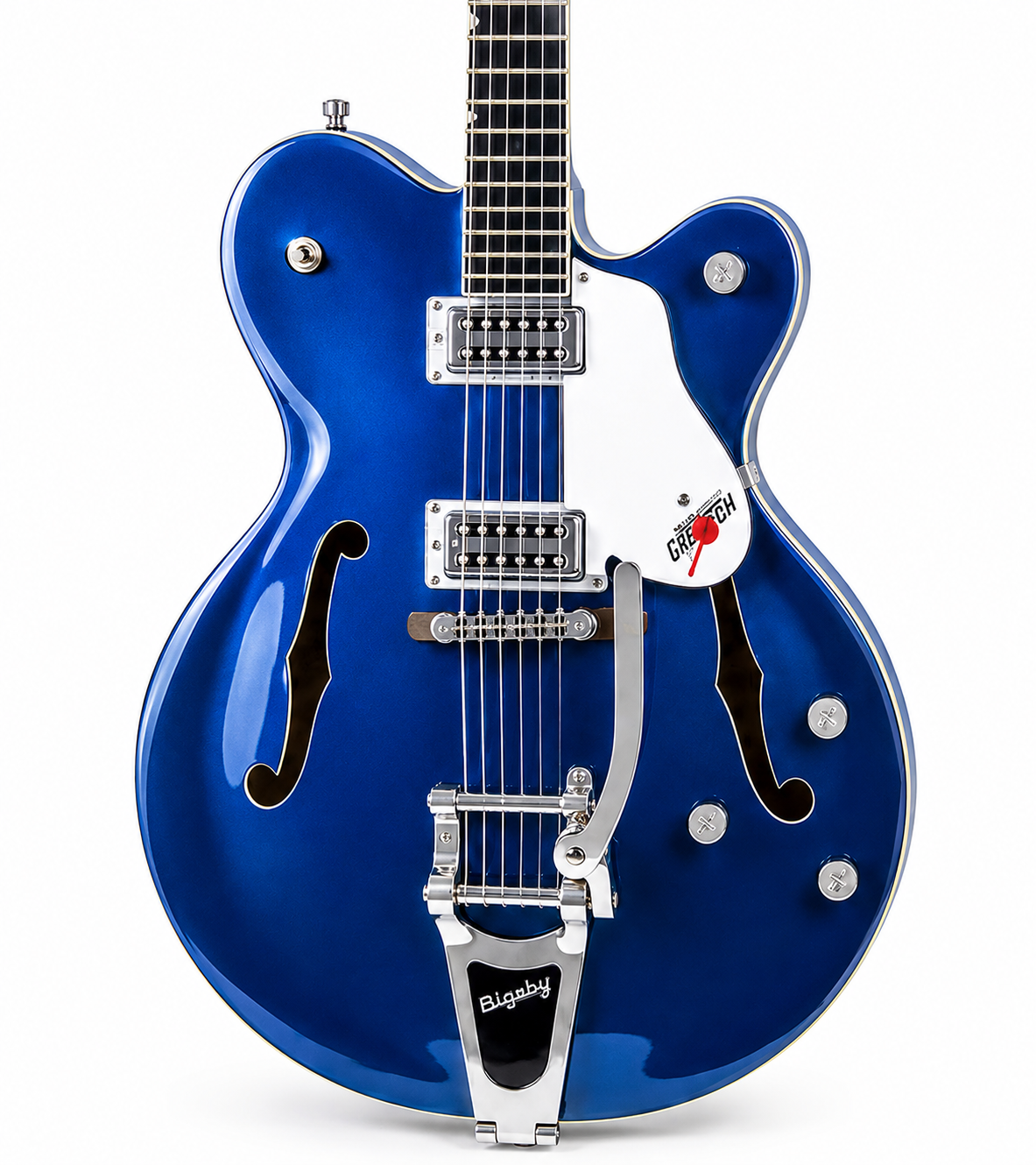 Blue Semi-Hollow Electric Guitar – Chrome Hardware, Rosewood Back & Sides