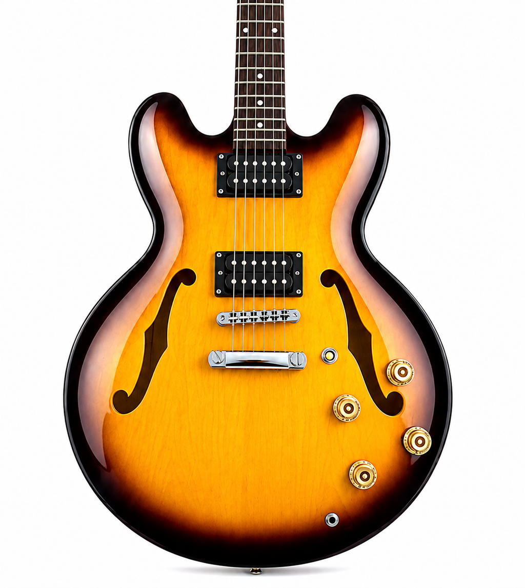 F-Hole Semi-Hollow Electric Jazz Guitar – Ebony Fingerboard