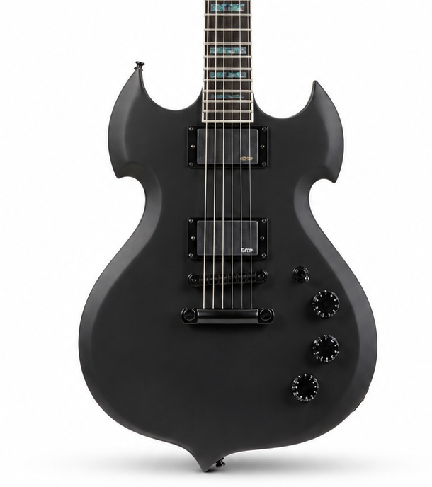 Matte Black 6-String Electric Guitar – Solid Body with Tremolo Bridge