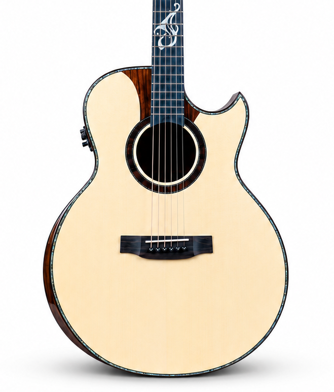 Geake 40" Solid Spruce Acoustic Guitar | Mahogany & Rosewood | Special Design | Great Value