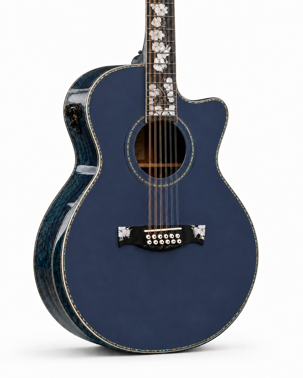 Custom Handcrafted OM 12-String Acoustic Guitar — Solid Spruce Top · Water Ripple Solid Back & Sides