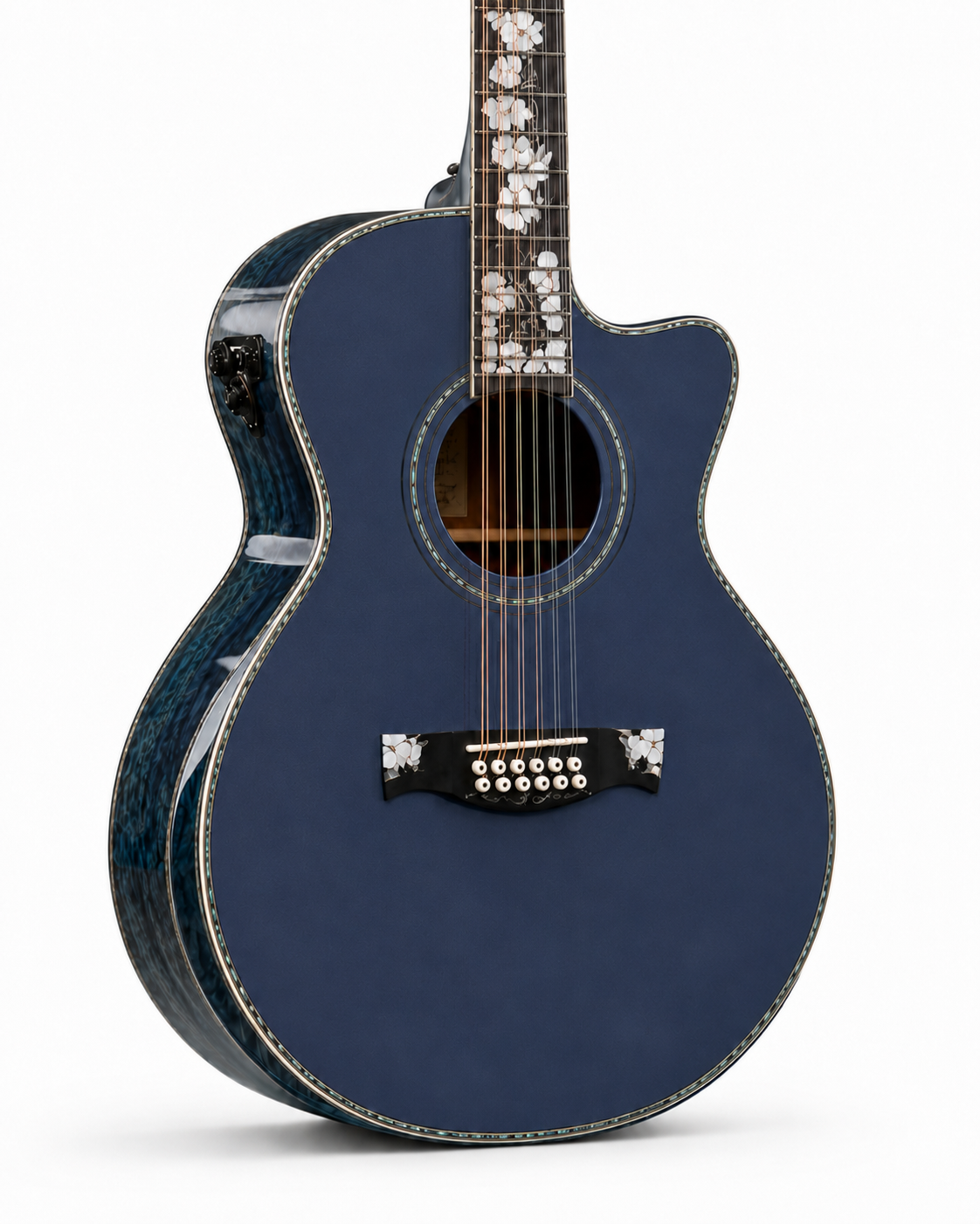 Custom Handcrafted OM 12-String Acoustic Guitar — Solid Spruce Top · Water Ripple Solid Back & Sides