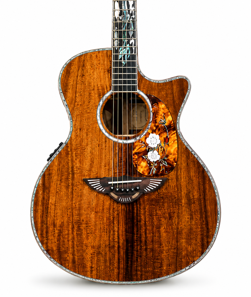 Handmade Professional All-Solid 5A Koa Acoustic Guitar with Rosewood Sides – Premium Quality, Ready to Ship