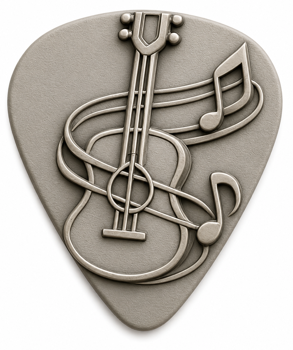 Metallic Music Note Guitar Picks Set with Case