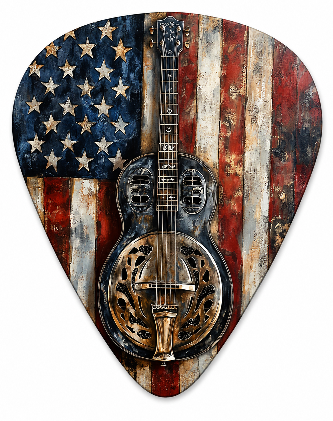 American Flag Resonator Guitar Picks Set with Pouch