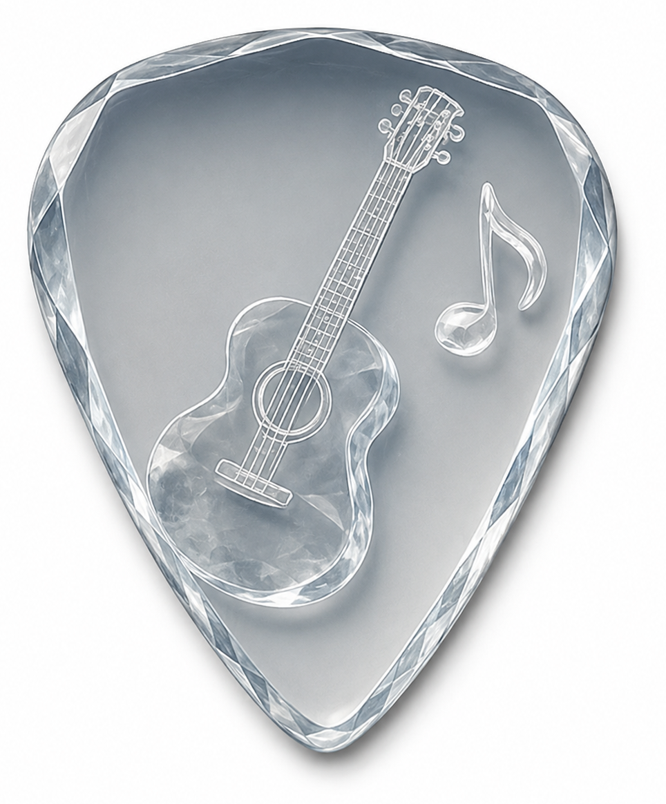 Crystal Guitar Picks Set with Engraved Music Design