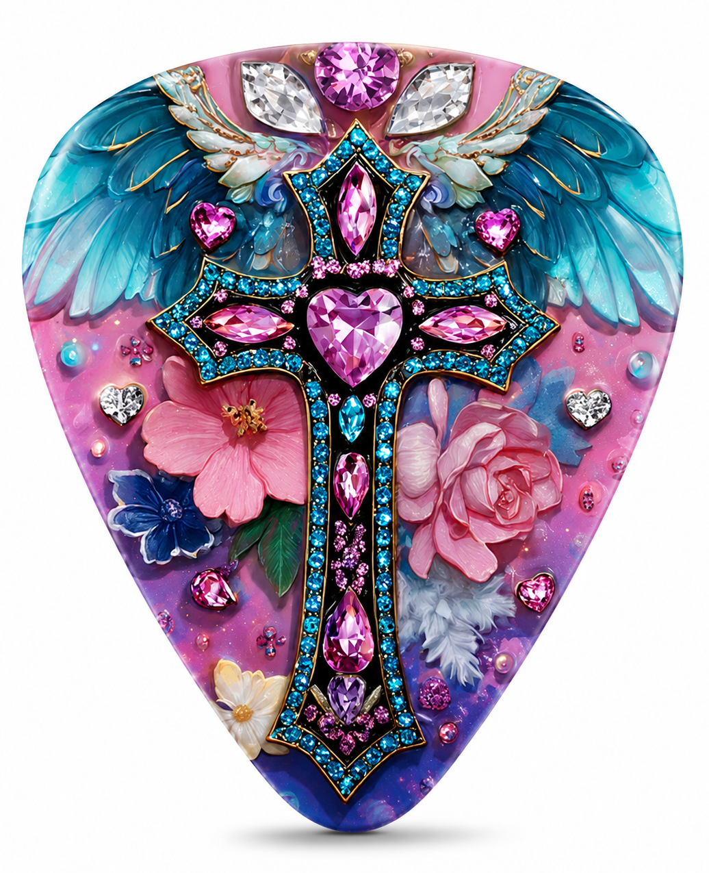 Jeweled Cross Guitar Pick