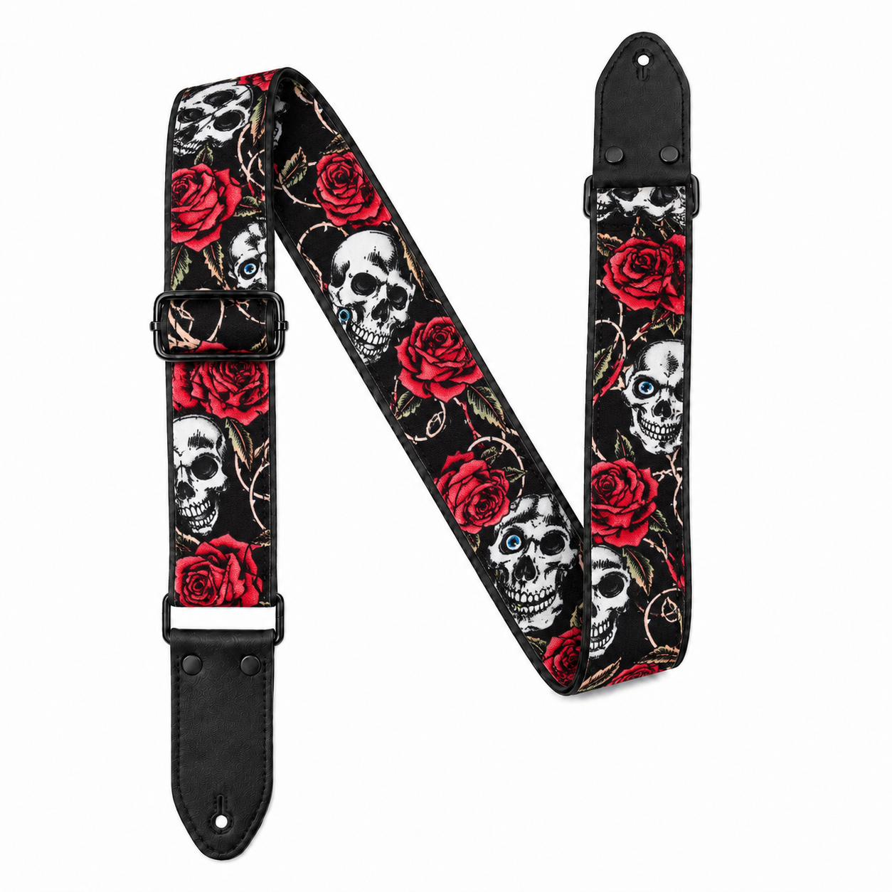 Rose Skull Guitar Strap