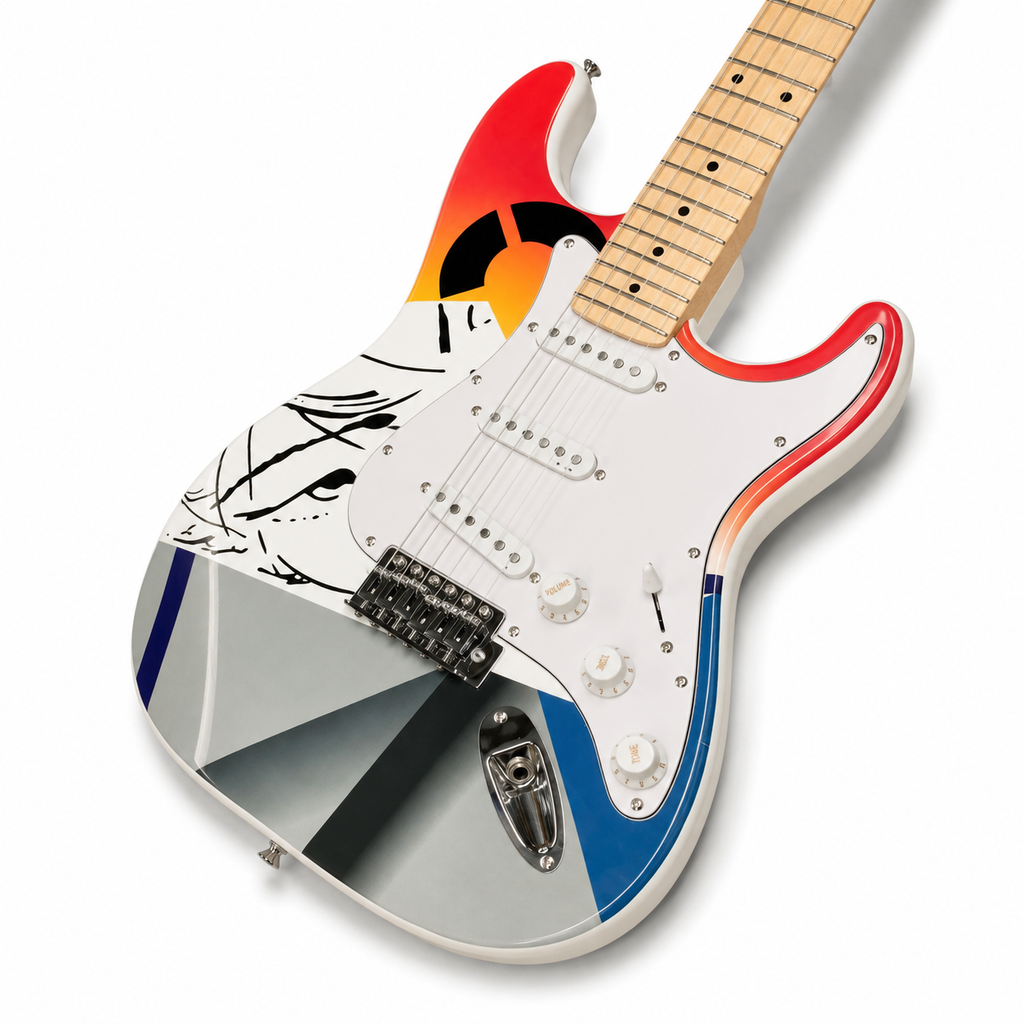 Classic 6-String Electric Guitar – SSS Pickups, Maple Fingerboard, Graffiti Art Design