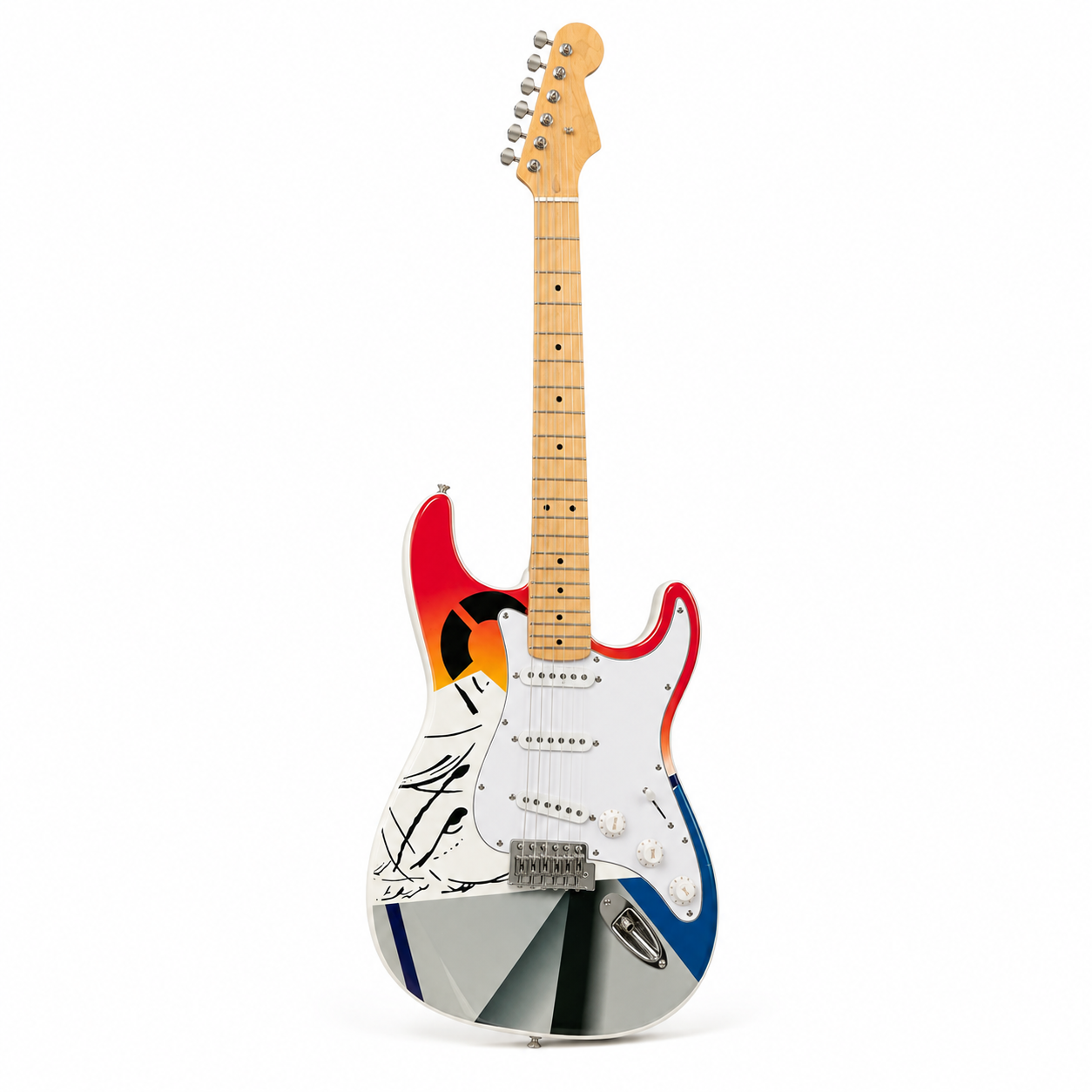 Classic 6-String Electric Guitar – SSS Pickups, Maple Fingerboard, Graffiti Art Design