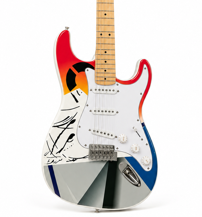 Classic 6-String Electric Guitar – SSS Pickups, Maple Fingerboard, Graffiti Art Design
