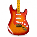 Cherry Red STS Electric Guitar – 6 String, SSS Pickups, Tiger Flame Body Finish