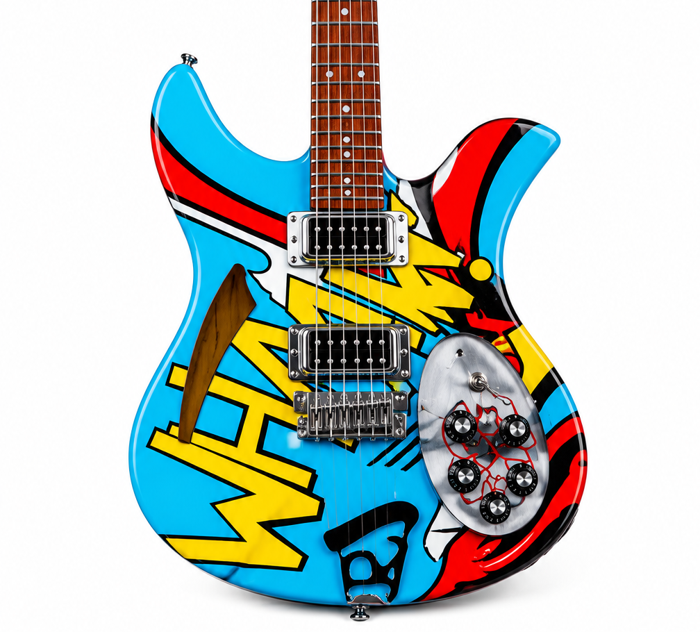 Custom Electric Guitar – 6 Strings, Hand-Painted Pop Art Design, One-of-a-Kind Finish