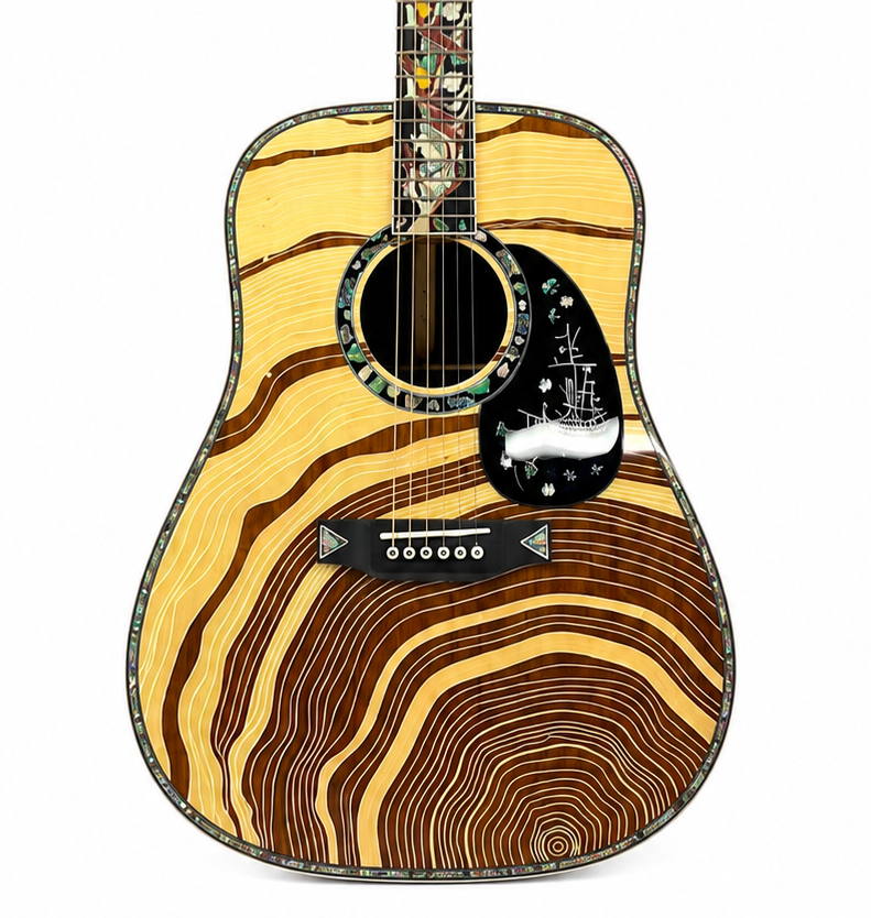 All Solid Wood Acoustic Guitar – Tree of Life Inlay | Two-Tone Marquetry | Glossy 300 Series | Luthier Grade |