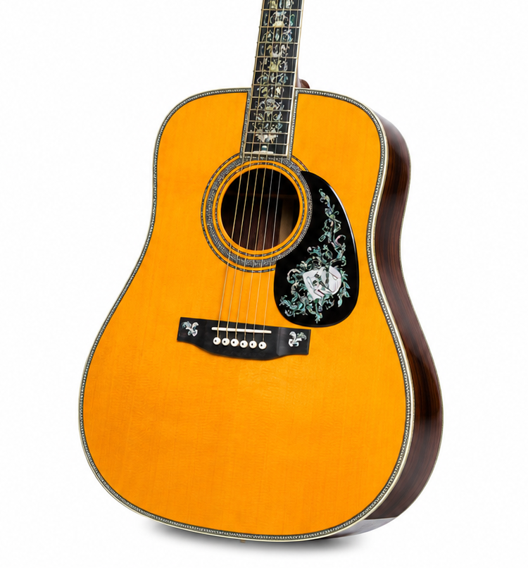 41 Inch All Solid Wood Acoustic Guitar 100 Type Abalone Inlays Solid Spruce Top Body Bone Nut Gold Tuners Free Shipping