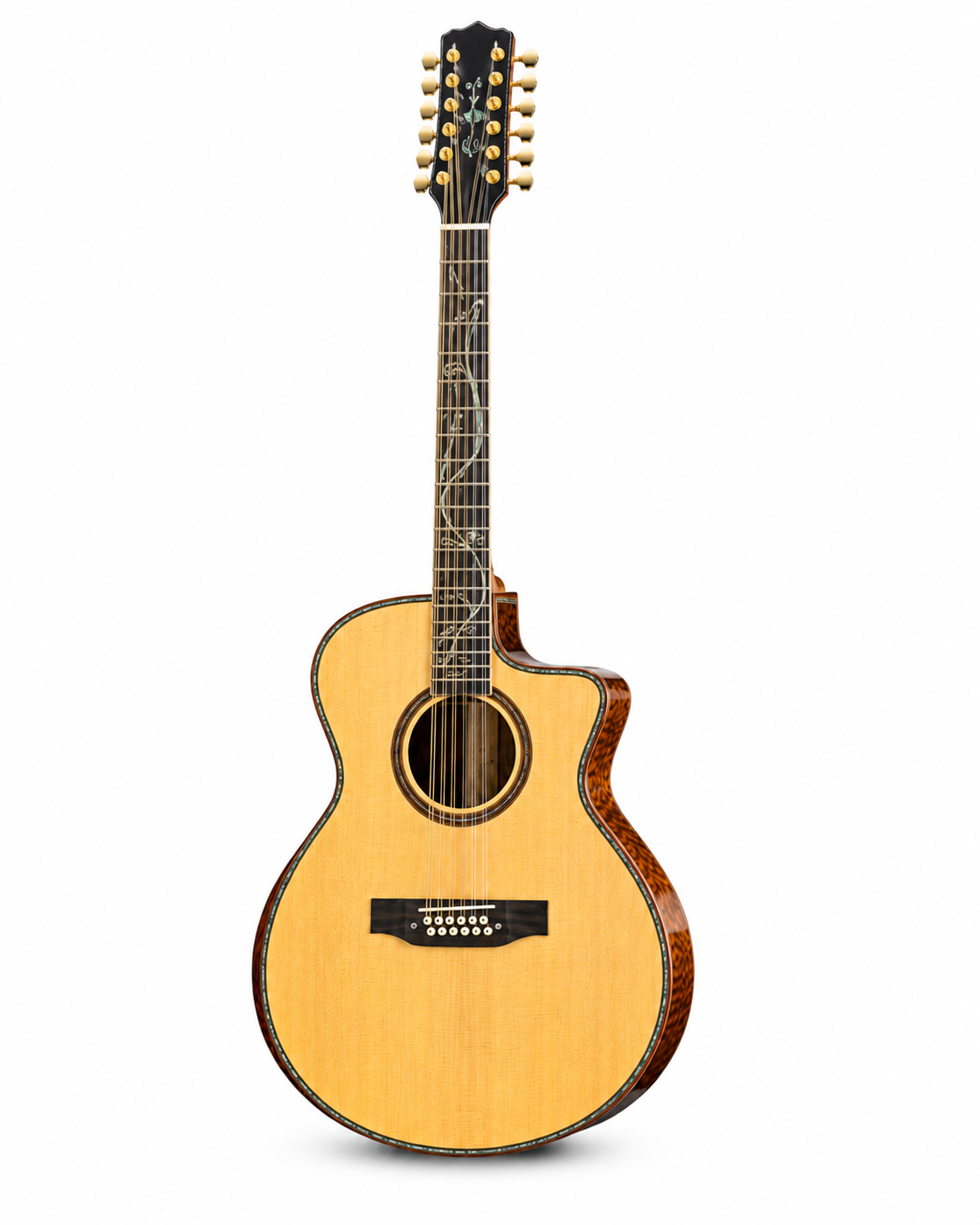 Handcrafted 40 Inch All Solid 12-String Acoustic Guitar, 5A Adirondack Spruce Top with 5A Quilted Mahogany Body