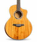 Aiersi Solid Koa Cutaway Acoustic Guitar, Handmade Folk Guitar with Sound Port and Armrest