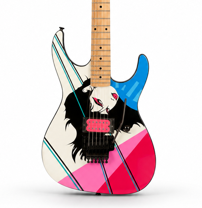 Premium Custom Art 22-Fret Electric Guitar with Whammy Bar Support, Smooth String Bending & Fast-Play Neck