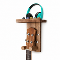 Wood Guitar Wall Hanger with Shelf & Pick Holder — Fits Acoustic, Electric & Bass