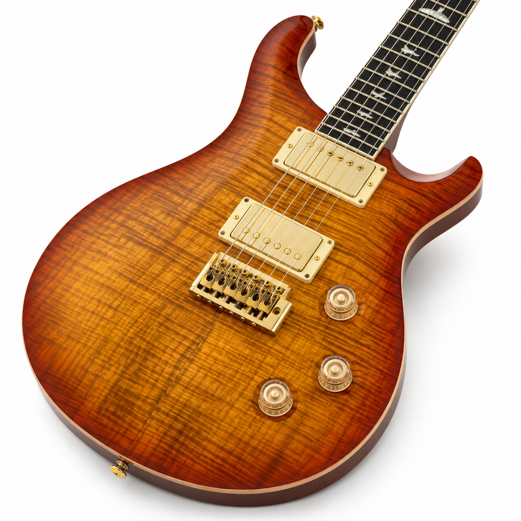Premium 6-String Electric Guitar with Flame Maple Finish & Gold Hardware