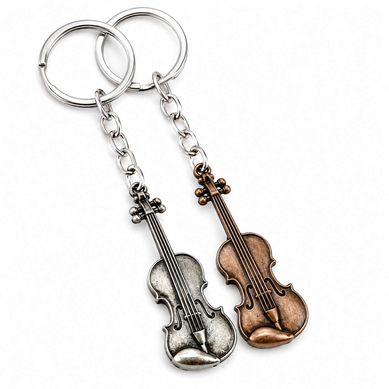 Vintage Guitar & Violin Charm Keychain – Unique Pendant for Men & Women