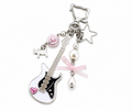 Y2K Guitar Cat Keychain – Punk Pentagram Bow Charm Bag Accessory