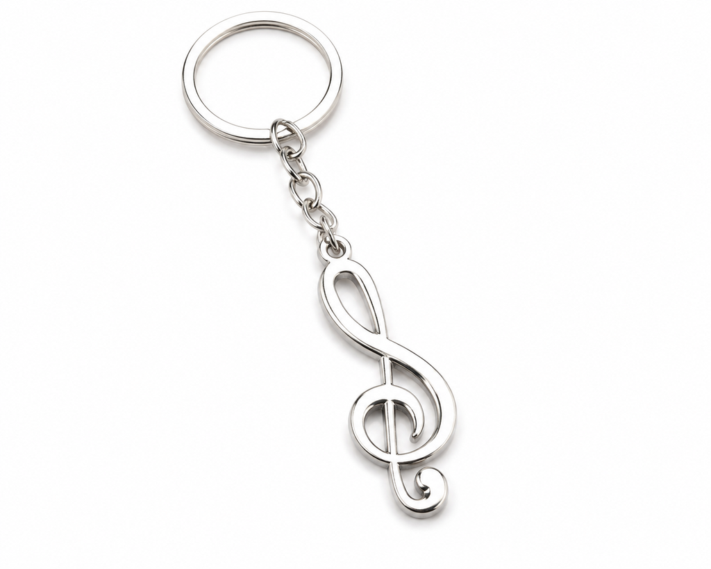 Metal Treble Clef Keychain – Funny Music Notation Ornament Gift