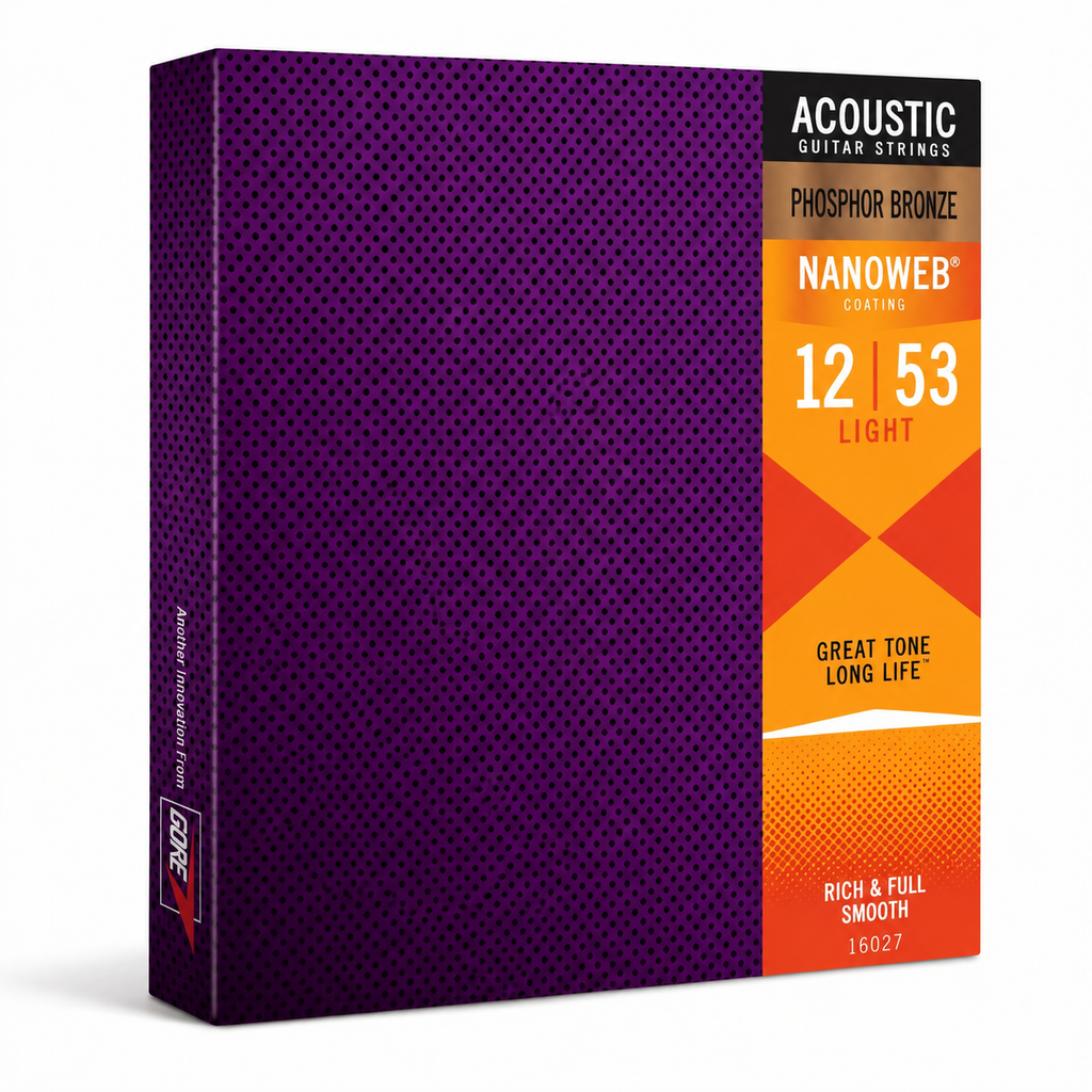 Acoustic Guitar Strings Phosphor Bronze 12-53 Light with Nanoweb Coating