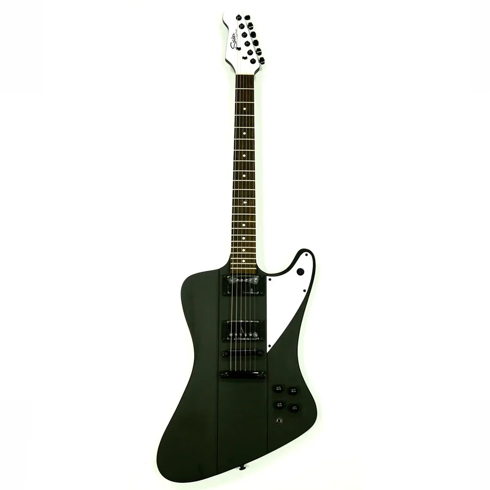 Hardluck Kings Firebird Spider Electric Guitar – Matte Black with Hard Case