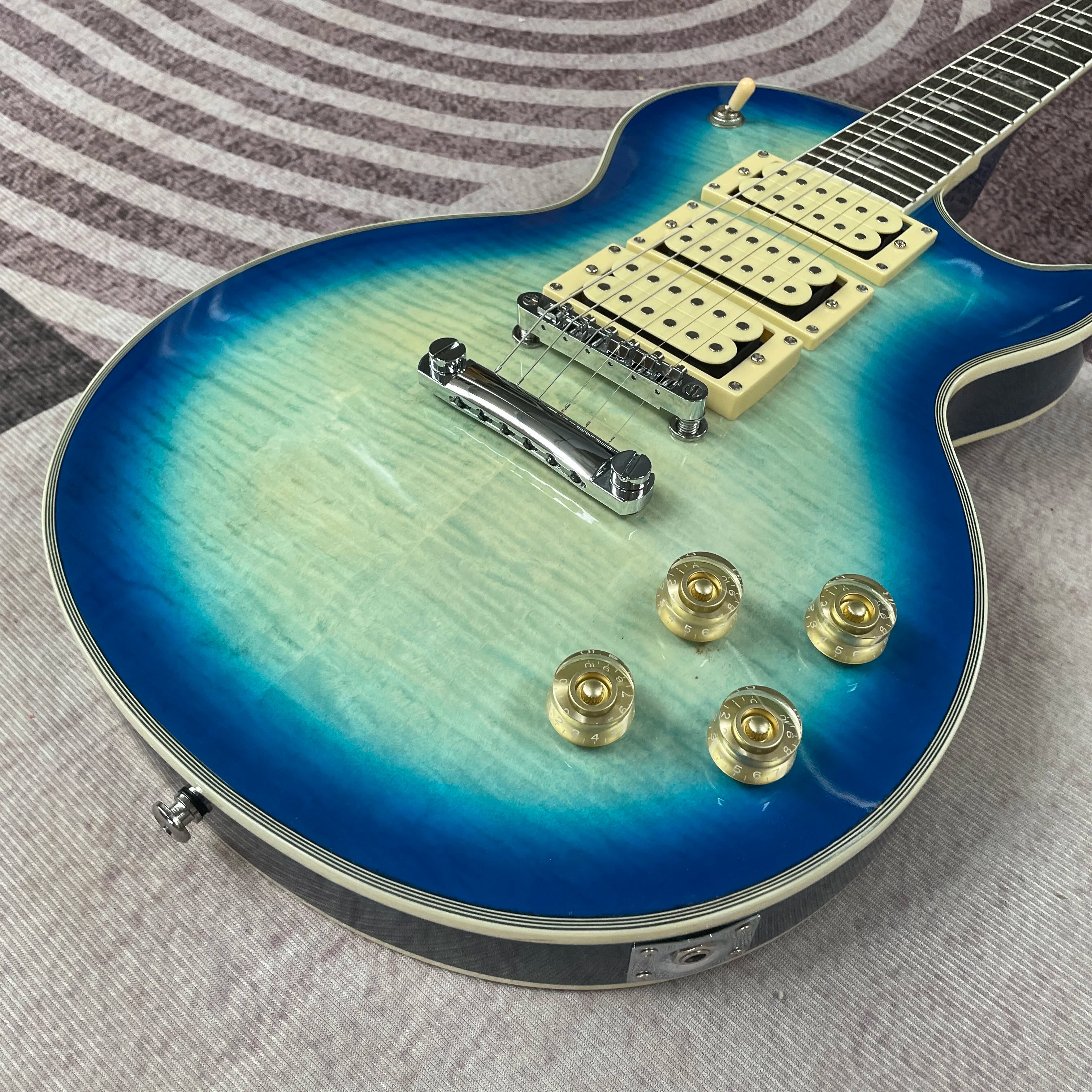 Sunburst L5 Electric Guitar Mahogany Body SEMI-HOLLOW Glossy Polished Finish Chrome Hardware Free Ship