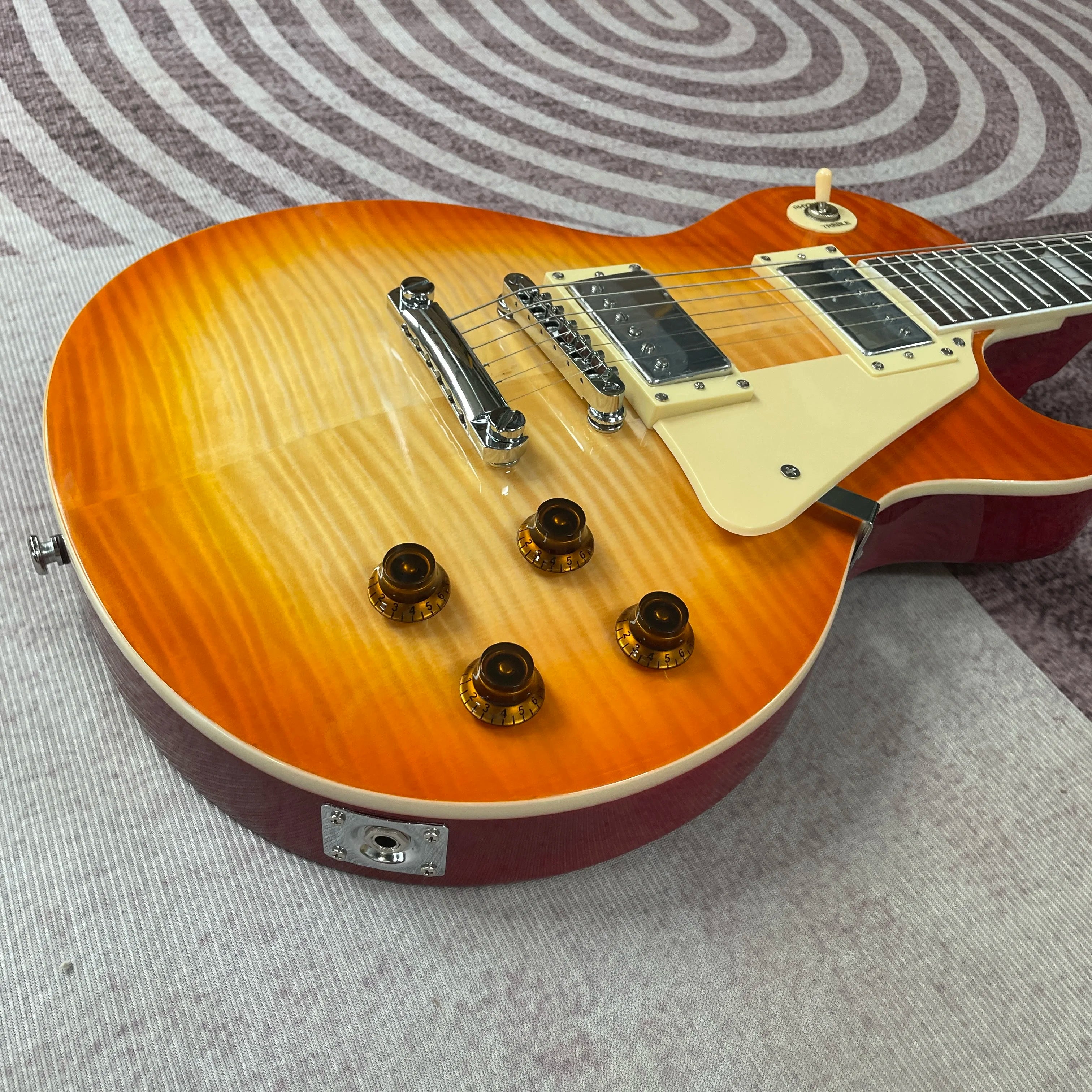 Sunburst L5 Electric Guitar Mahogany Body SEMI-HOLLOW Glossy Polished Finish Chrome Hardware Free Ship